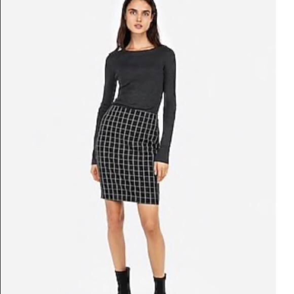 Express High Waisted Windowpane Pencil Skirt NWT